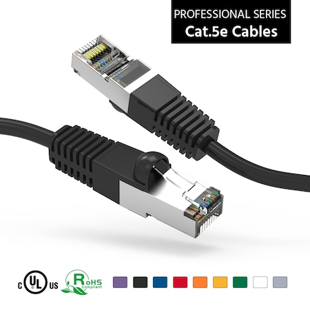 CAT5E Shielded (FTP) Ethernet Network Booted Cable- 3Ft- Black